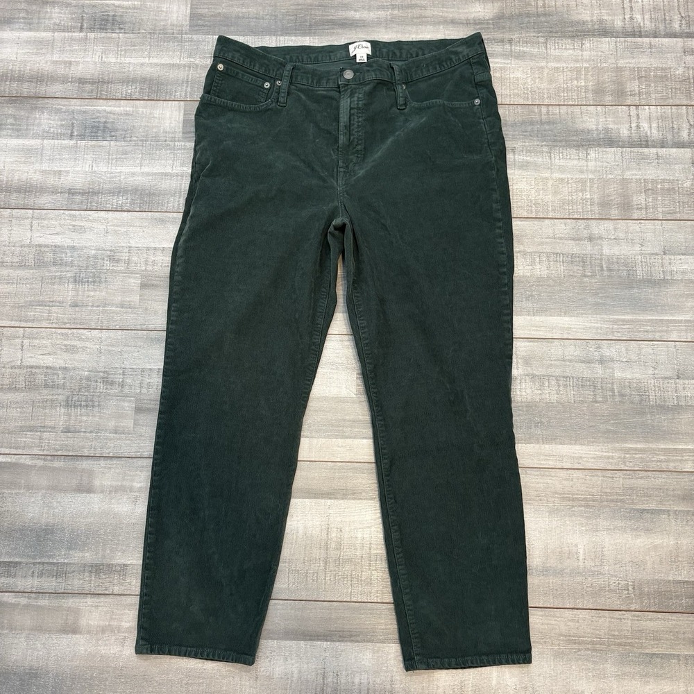 J. Crew Women's Size 33 Vintage Slim Straight Corduroy Pants Green Stretch